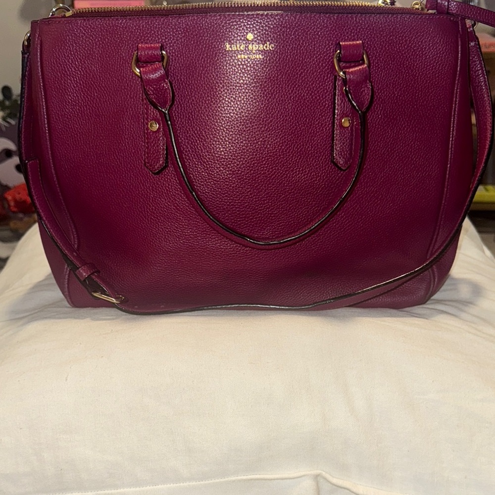 Kate Spade Raspberry Satchel Bag with Structured Design